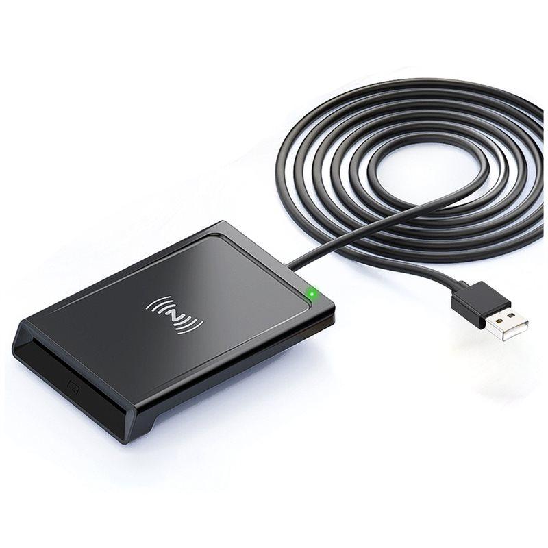 ABUO-Smart Card Reader/Writer 2-In-1 Contact+ NFC PC-Linked Dual-Interface PCSC Standard nero