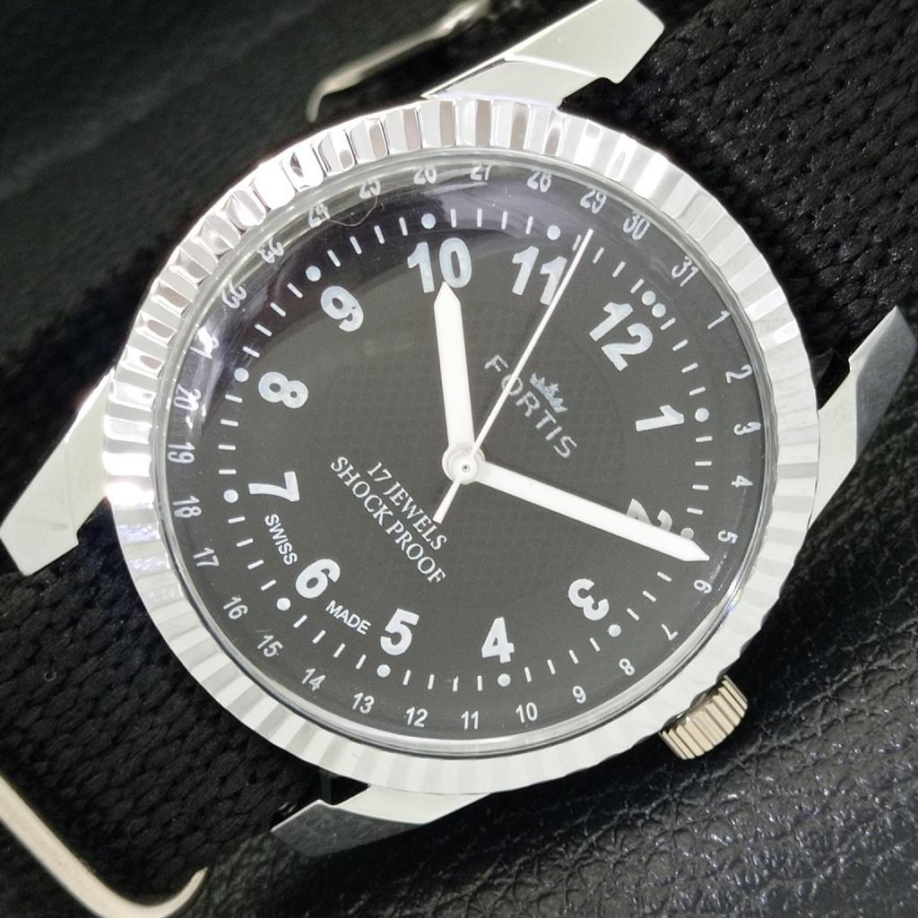 

REFURBISHED MENS HAND-WINDING SWISS BLACK COLOR DIAL WATCH a431729-2 R108-a431729