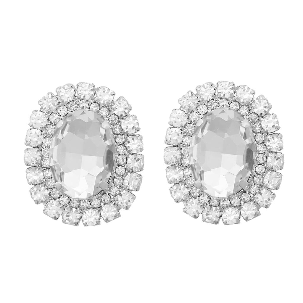 Spring 2024 New Metal Glass Rhinestone Heart Stud Earrings Engagement Party Luxury Jewelry Women's Elegant Shiny Accessories