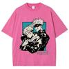 Anime Jujutsu Kaisen  Satoru Gojo And Itadori Yuji Print T Shirt Men Women Y2k T-shirts Washed Cotton Tee Harajuku Male Tshirt