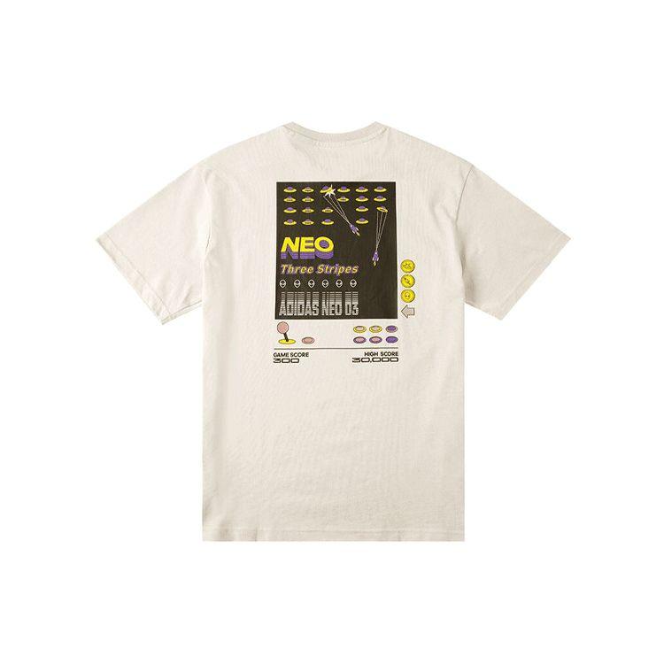 adidas Neo Game Pattern Print Crew Neck T-Shirt Men Tops Alum-Earth-Brown HC9665
