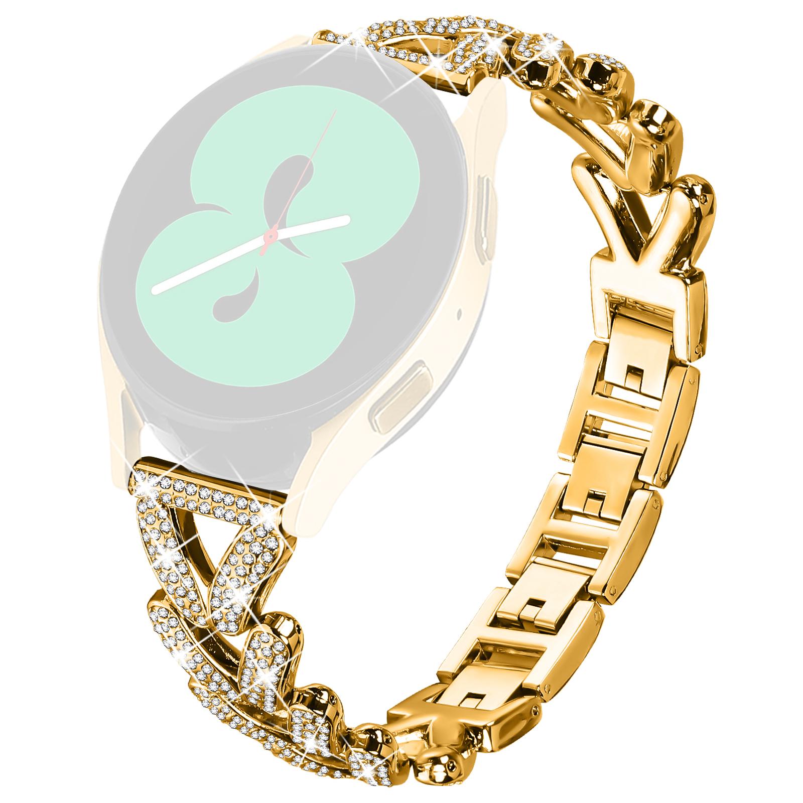 

Zinc Alloy Twisted Watch Band Rhinestone Decor for Haylou BLING LS12 Watch Strap Gold