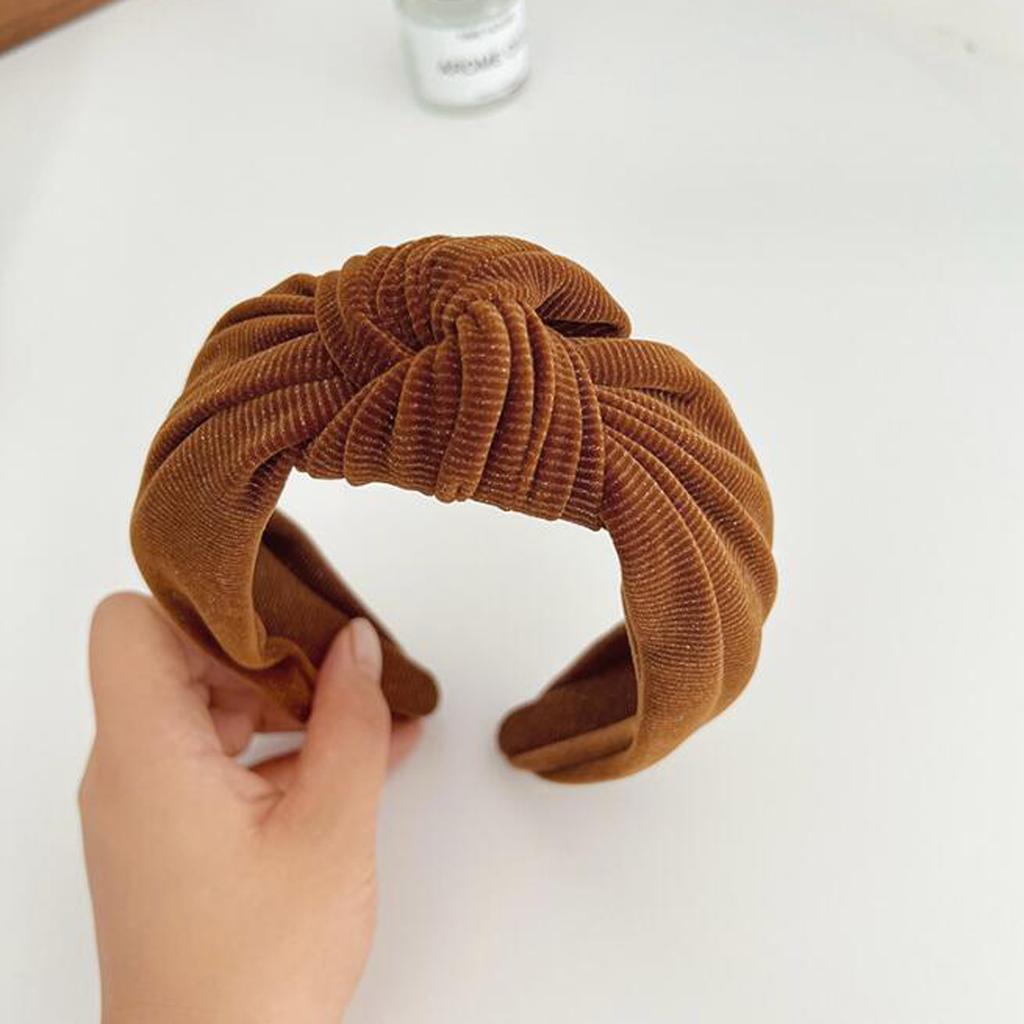 PROLY New Fashion Headband For Women Center Knot Turban Winter Wide Side Warm Flannelette Headwear Winter Hair Accessories