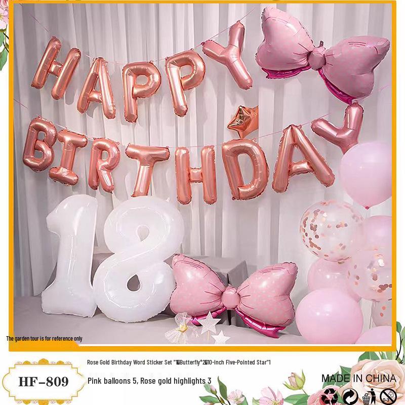 18th Birthday Party Aluminum Balloon Set - Wall Decoration Background