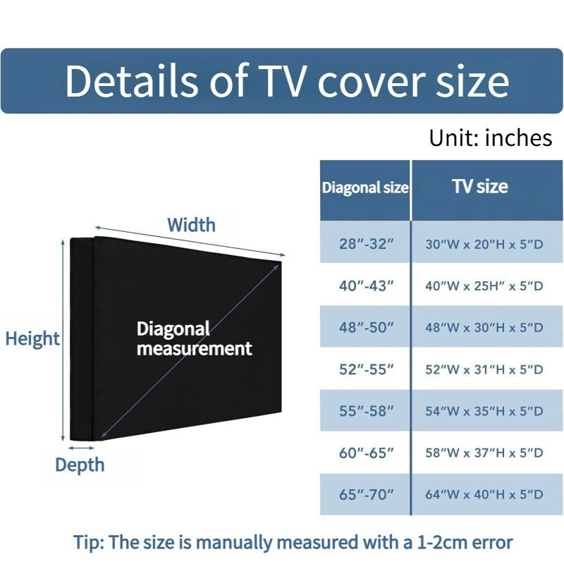 1pcs Black Waterproof Oxford Cloth Outdoor TV Hood Garden Terrace Flip Style Dust Cloth UV Resistant Resistant Display Screen Protective Covers