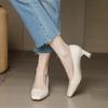 Coarse Heel Single Shoes Women's Spring and Autumn 2025 New French Square Head Versatile Work Leather Shoes Retro Versatile High Heels