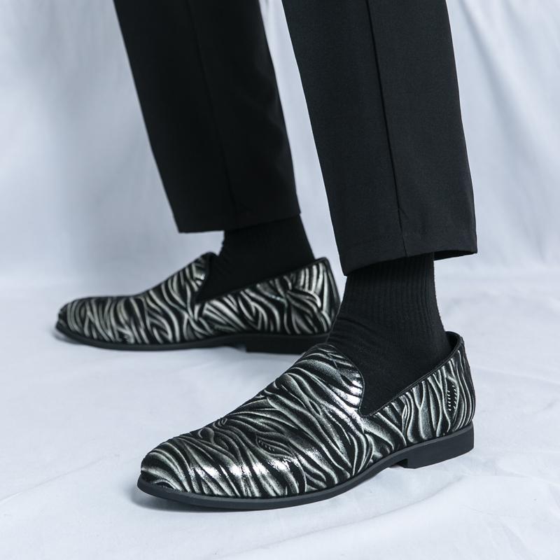 Fashion New Men's Stripe Pattern Loafers Hip Hop Rock Casual Shoes Male Wedding Dress Homecoming Footwear Zapatos Hombre