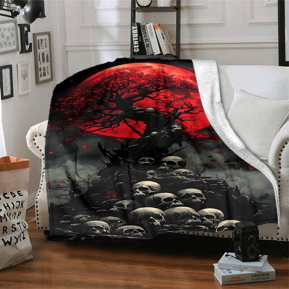 1pc Moonlit, Cemetery Soft Warm Throw Blanket Nap Blanket For Couch Sofa Office Bed Camping Travel,Comfortable