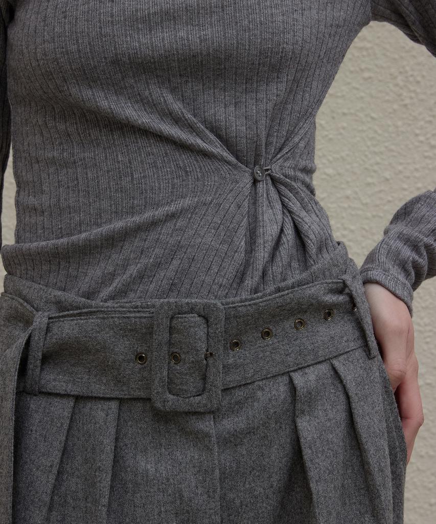 NORMOR Draping High Neck Knit Gray