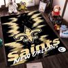 Saints Fleur-de-lis Rug, Black & Gold Design Non-slip Rug Suitable for Living Room and Bedroom Sofas