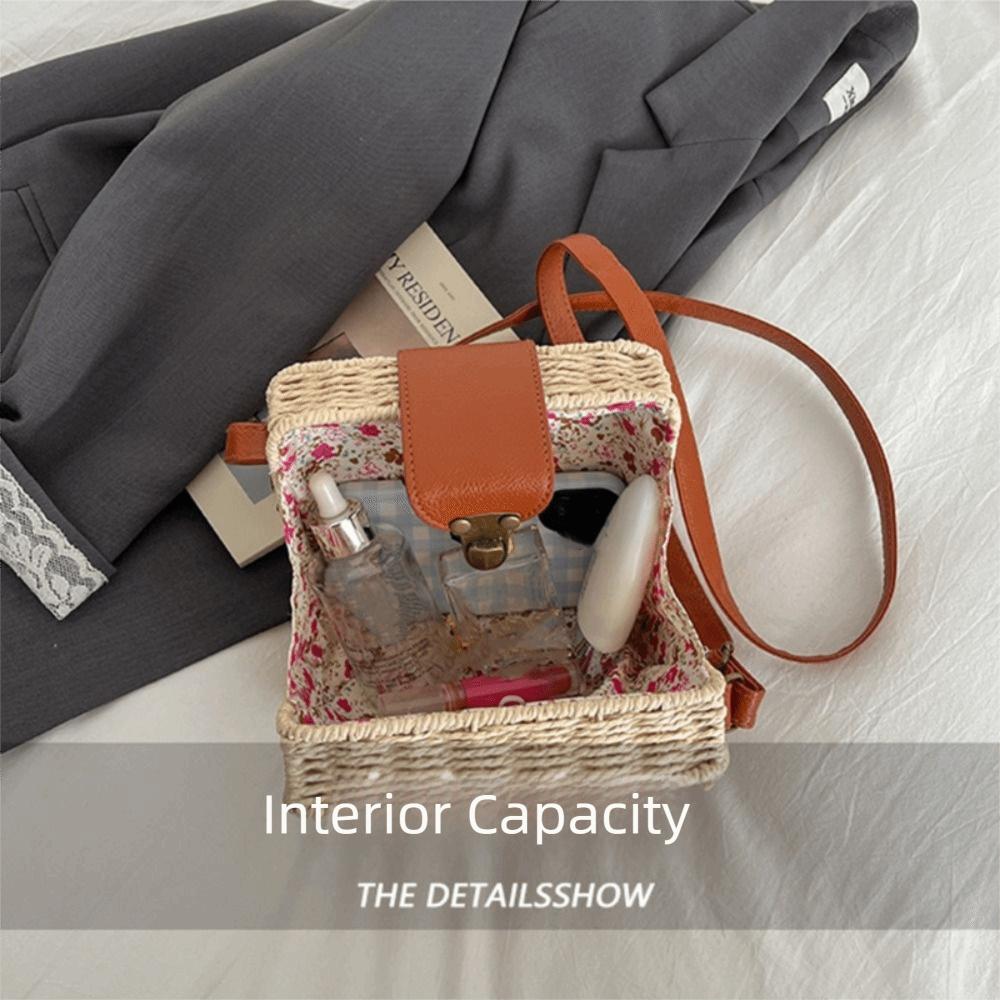 Ethnic Style Rattan Weave Bag Bohemian Beach Bag Casual Straw Shoulder Bag  Messenger Bags