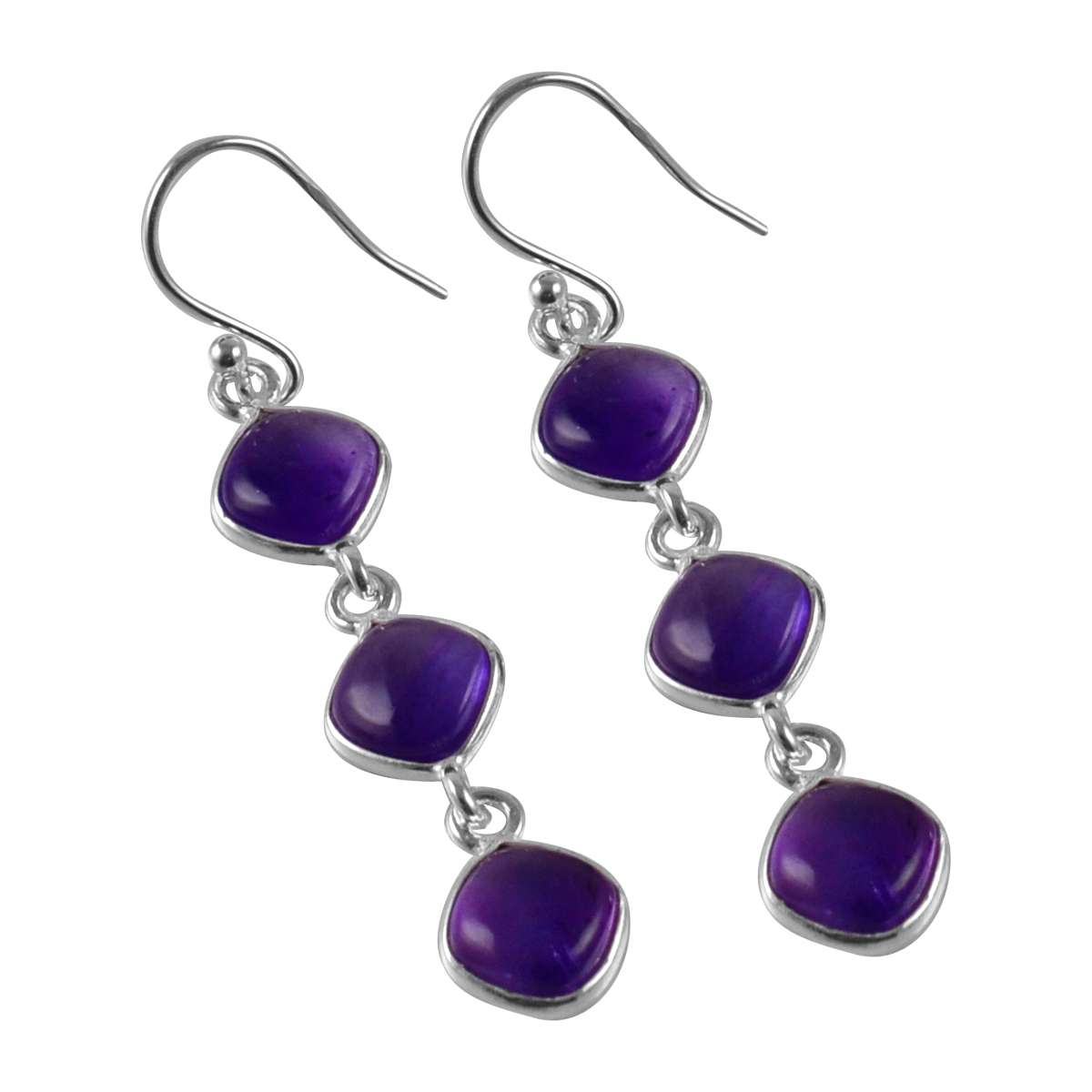 

Серьги с драгоценными камнями аметиста, твердое серебро 925 пробы, серьги ручной работы, ювелирные изделия, подарок для женщин и девочек E-2011