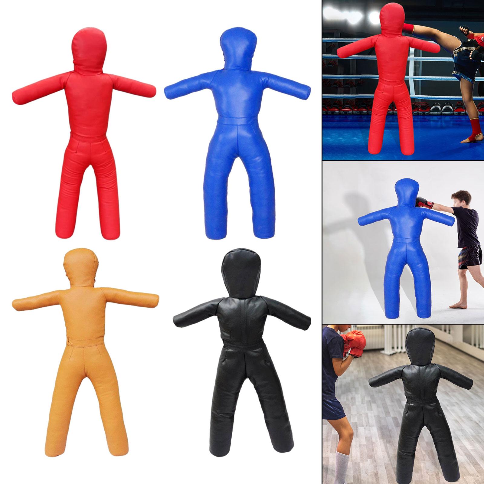 Kids Grappling Dummy Unfilled Exercise Mannequin Kickboxing Training Prop Multifunction Sturdy Boxing Equipment PU 130cm blu