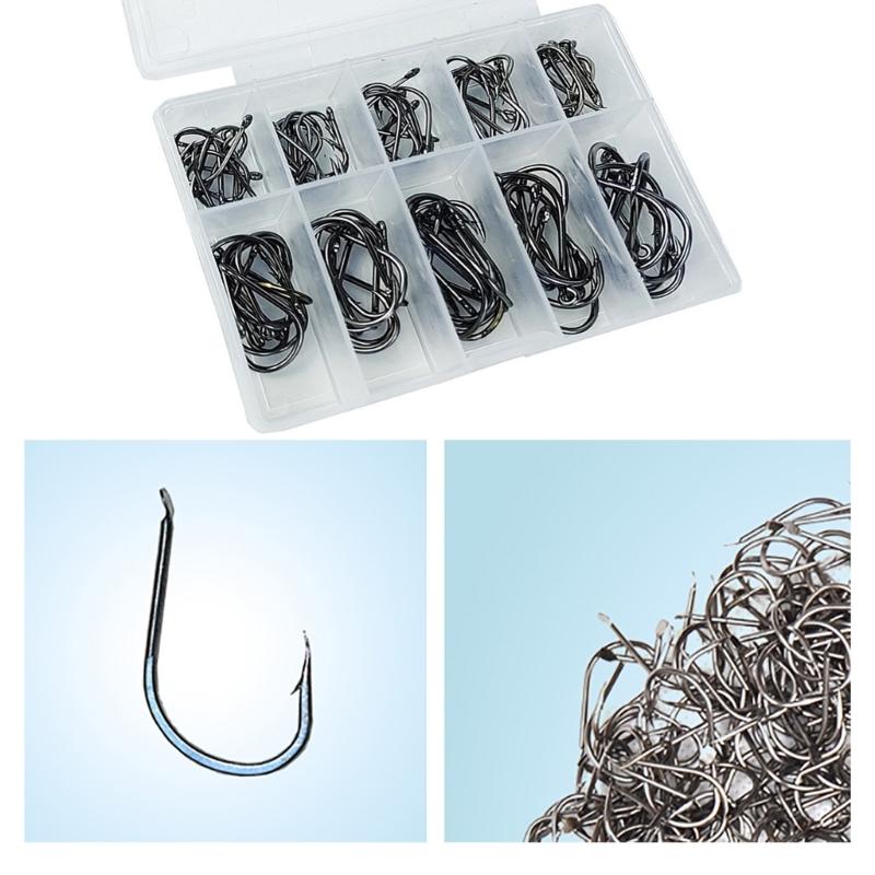 500pcs Barbed Fishing Hook Replacement Circles Hook Carbon Steel Eyed Fish Hook Rustproof Fishing Jig Hook Easy To Use