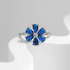 MODIAN 925 Silver Exquisite Flowers Finger Rings Royal Blue Water Drop Luxury Ring For Women Aniversary Fine Jewelry