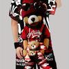 Boys' set of fashionable 3D printed casual pullover, short sleeved shorts, T sports shirt, boys' outdoor T-shirt shorts set
