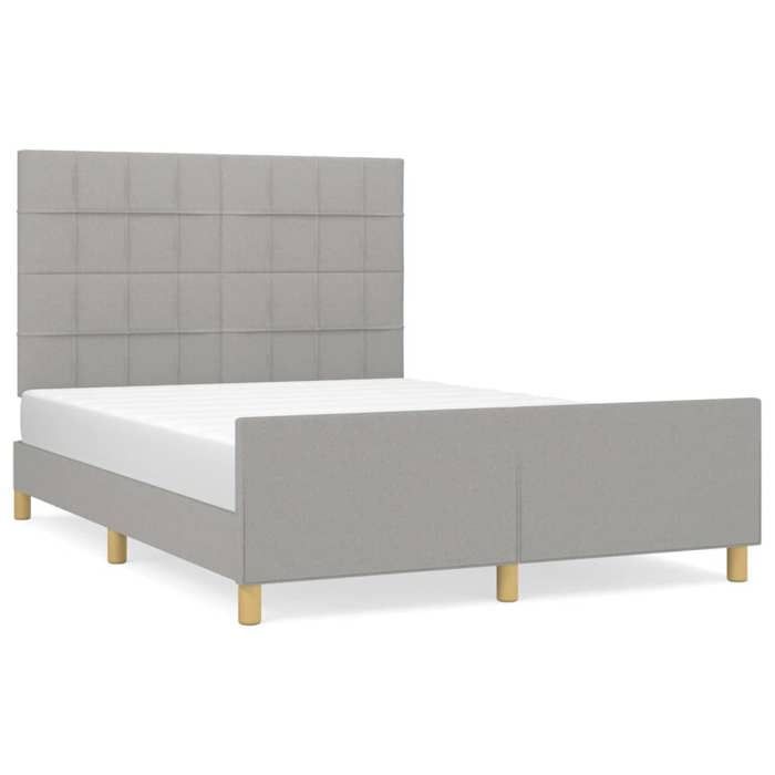 VidaXL Bed Frame with Headboard Light Grey 140x200 Cm3125057
