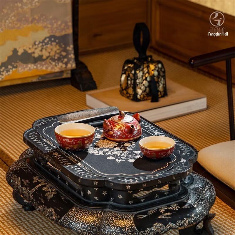 Edenus Tang Dynasty Lacquer Red Ceramic Travel Tea Set