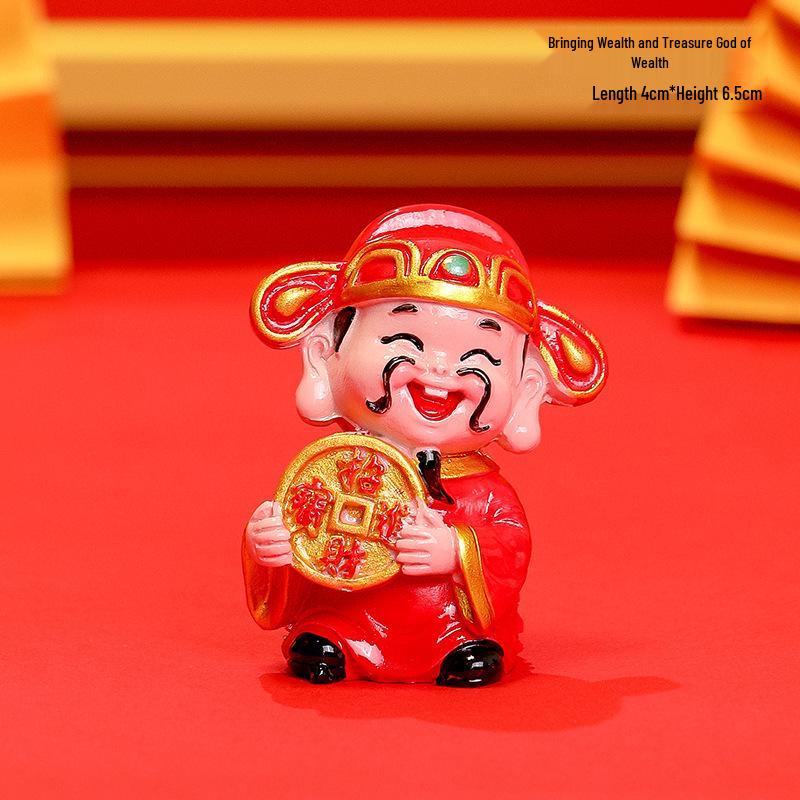 New Year Cartoon God of Wealth Ornament – Snake Year Figurine Home Decor Gift