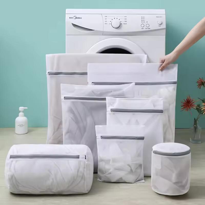 1pc 60x60cm Grey Zipper Laundry Bag Fine Mesh High Quality Storage Bags Household Clothes Cleaning Protect Washing Bag