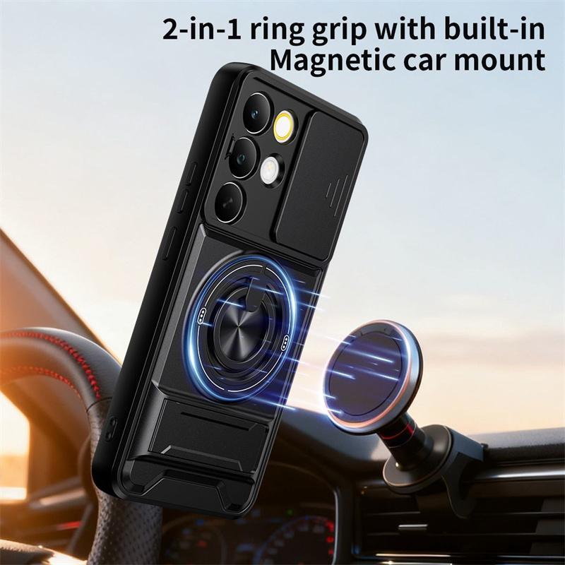 For Realme 15X C85 Pro Case Camera Protection Upright Stand 360° Ring Magnetic Case All-around Shockproof Cover For Realme C85 Pro Phone casing