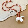 Ocean Style Shell Flower Necklace Boho Ocean Style Neck Chain Stone Pendant Necklace  Holiday