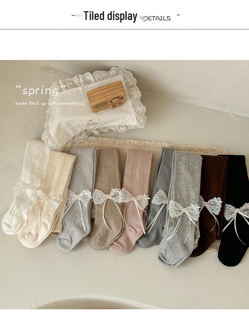 New Spring/Summer Kids' Lace Bowknot Leggings - Cute and Versatile Girls' Tights
