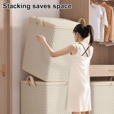 Clothes Storage Bag Closet Organizer with Reinforced Handle Large Capacity Foldable Design Comforter Blanket Storage Container