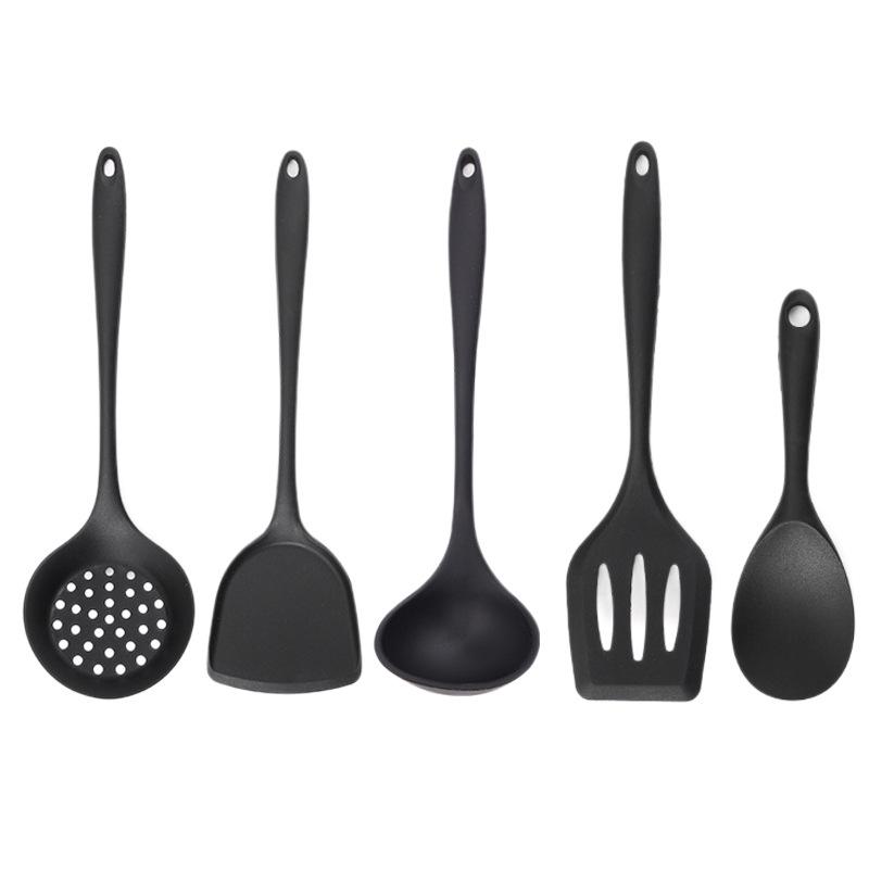 Silicone Non-stick Kitchen Baking Utensils Set: High-Temperature Brush, Scraper, Ladle, Slotted Spoon