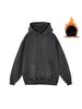 Unisex Retro Distressed Fleece-Lined Hooded Sweatshirt – Loose Fit Plus Size Jacket