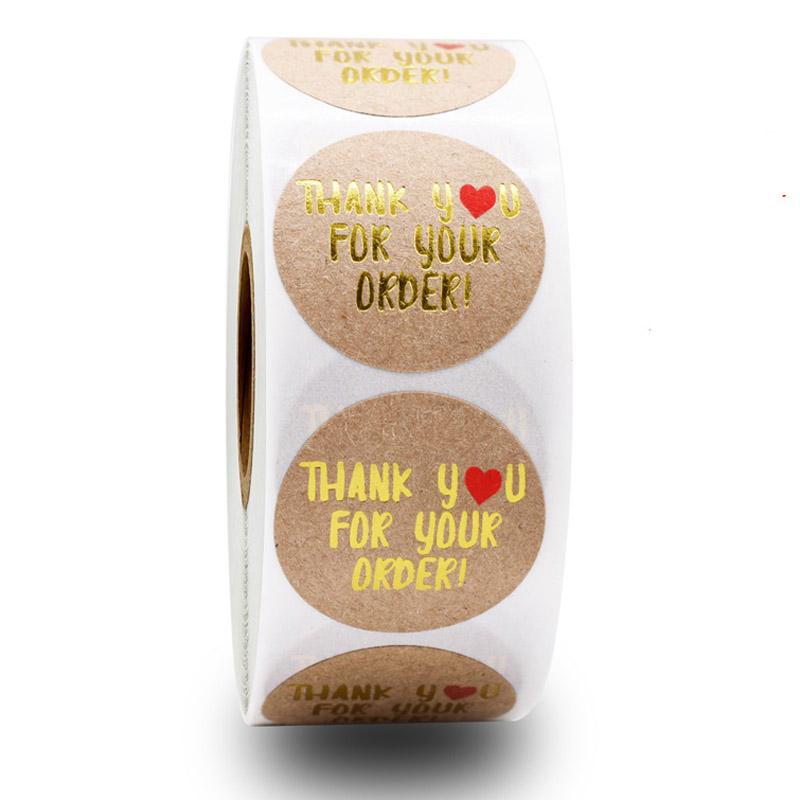 50-500pcs Round Gold Foil Thank You For Your Order Stickers 1 Inch Wedding Pretty Gift Cards Envelope Sealing Label Stickers