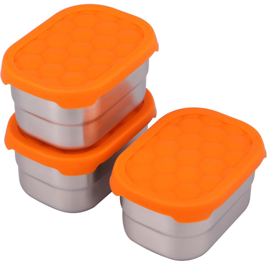 3/6Pcs Stainless Steel Lunch Box With Silicone Lid 8Oz Leakproof Snack Bento Box Refrigerator Fresh Keeping Box Kitchen Tools