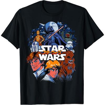 Star Wars Anime Style Character Collage Logo T-Shirt