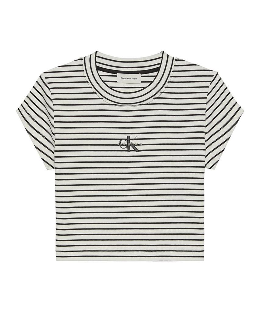 Kaelbinkeullainjin Women'S Striped Monologo Baby Rib Short Sleeve T-Shirt 47F833G Xdy