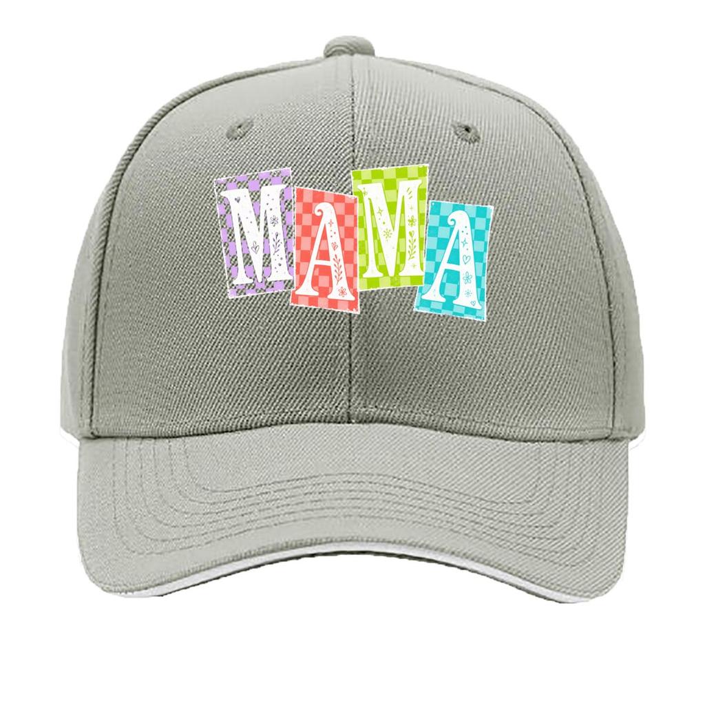 Retro Mama Checker Pop Lettering Sandwich Baseball Cap Sun Cap Outdoor Workouts Hat