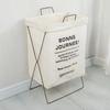 Nordic Cotton Linen Foldable Laundry Hamper with Wrought Iron Frame