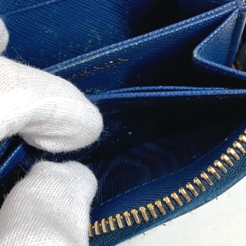 Prada 1MM268 Safiano Logo Wallet Coin Compartment Zip Around Coin Purse