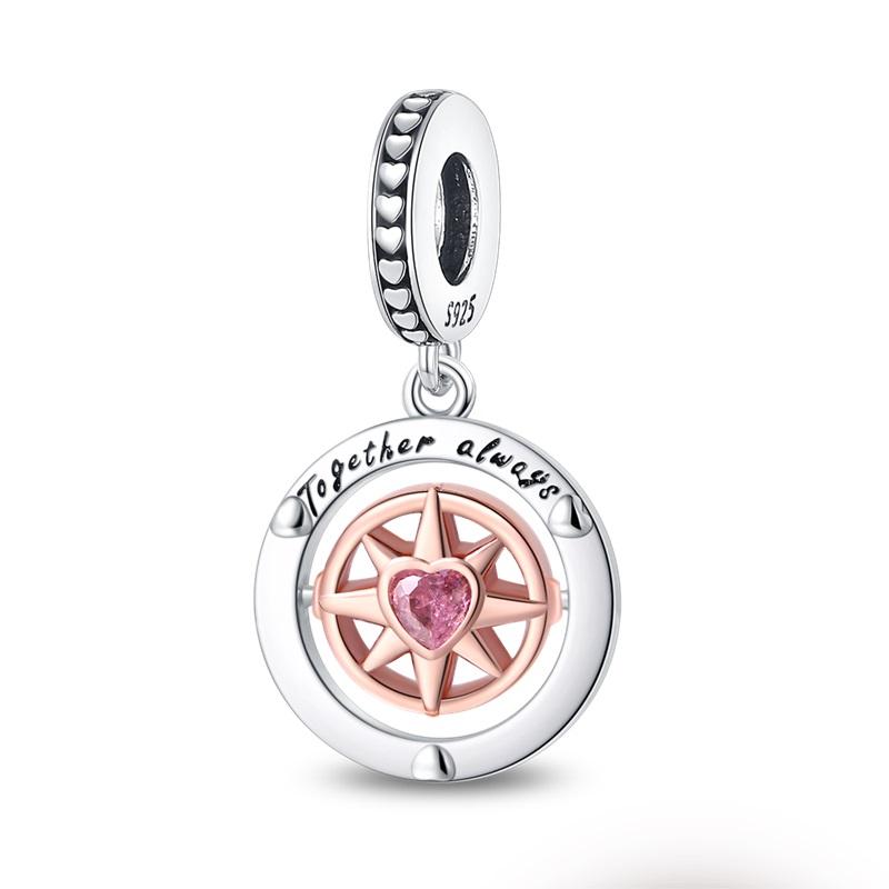 Copper Cross Birthday Stone Silicon Stop Charms Bead Dolphin Horseshoe Pendant For Original Bracelet Women Jewelry
