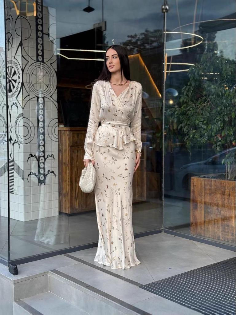 2025 Summer European & American Sexy V-Neck Long Sleeve Elegant Dress