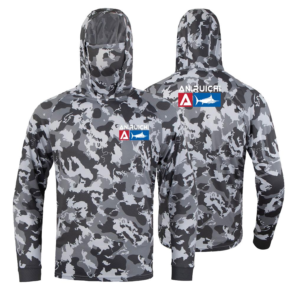 2026 Summer Quick Dry Mask Hooded Fishing Shirt Men Long Sleeve Uv Protection Angling Clothing Camouflage Outdoor Hiking T-Shirt Fishing Jerseys