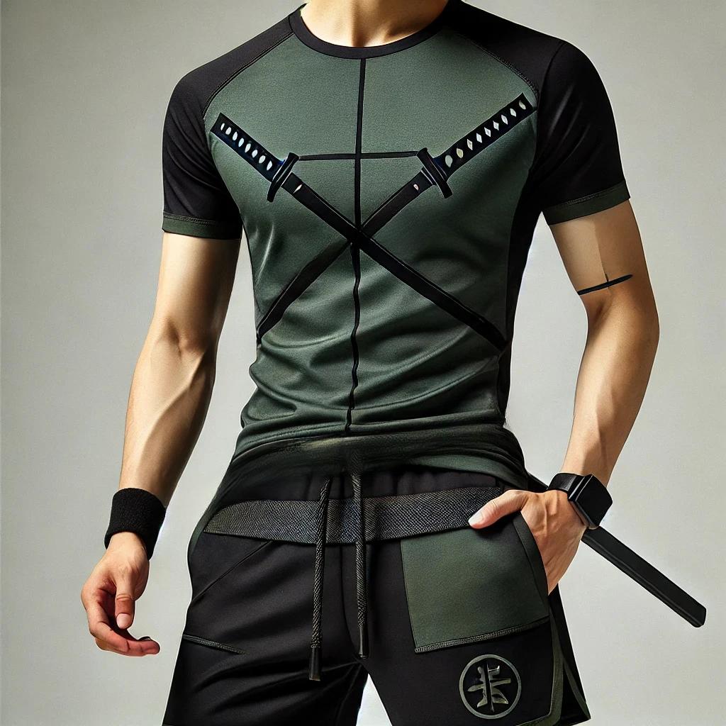 

Летняя футболка с круглым вырезом и 3D-принтом японского самурайского меча, модная, повседневная, с короткими рукавами, мужская XS