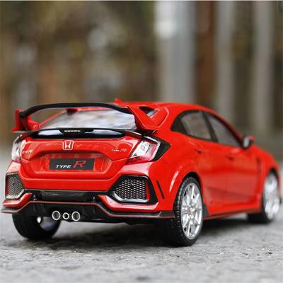 Novo 1:24 Honda Civic TYPE-R Alloy Car Modelo Die-cast Veículo Metal Sports Car Modelo Coleção de Som e Luz Ornamentos Brinquedo Infantil Presente