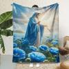 Ultra-Soft Virgin Mary Flannel Blanket, Christmas Decor, Perfect for Sofa & Bedroom, All-Season Cozy Wrap, Ideal Religious Gift