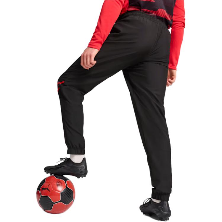 Puma AC Milan SS24 Retro Sports Brand Logo Color Block Quick-Dry Mid-Rise Casual Pants Men pants Black Red 777717-04