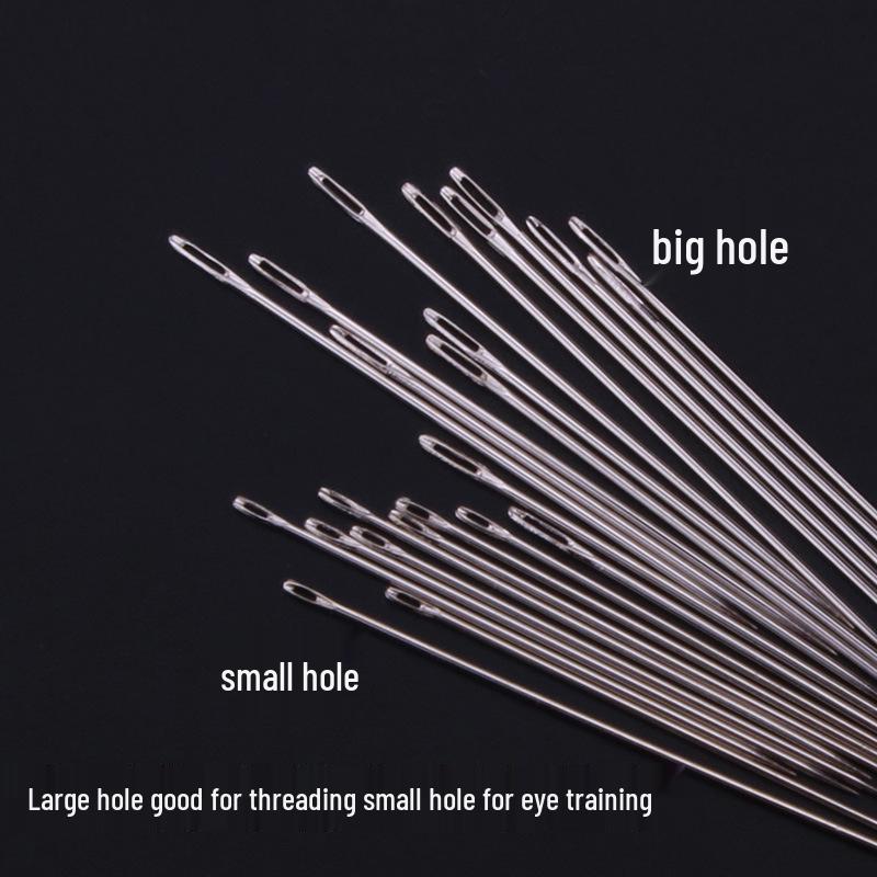 Steel Sewing Needles: Large & Small Eye, Long Needles for Quilts, Clothes, Cross Stitch, Embroidery