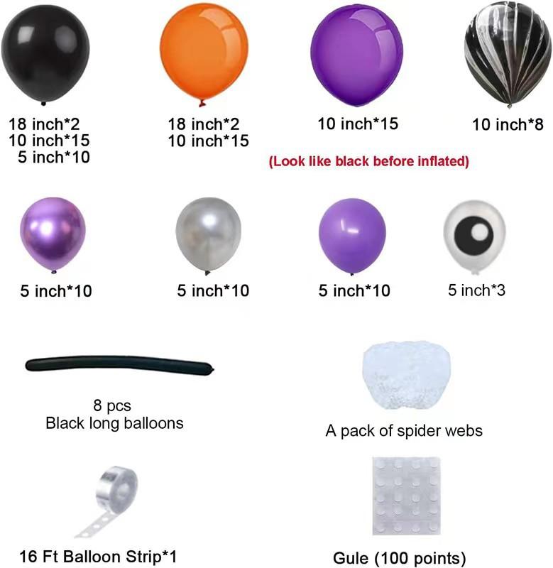 Halloween Party Balloon Chain Arch Set, Halloween Spider Ghost Dress Up Scene Balloon Set