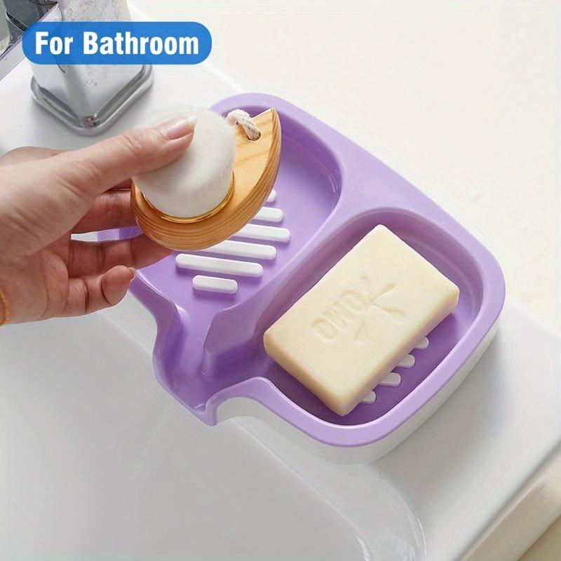 1pc Dual Compartment Soap Holder, Self Draining Soap Dish, Fast Drainage, Shampoo Bar Holder, Soap Bar Holder For Bathroom, Kitchen Sink,