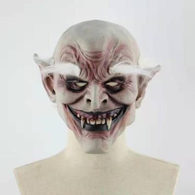 Halloween Langhaarige Geistergesichtsmaske Gruseliges Latex-Stirnband Hut Tanzperformance Requisiten Weißhaariger alter Dämon