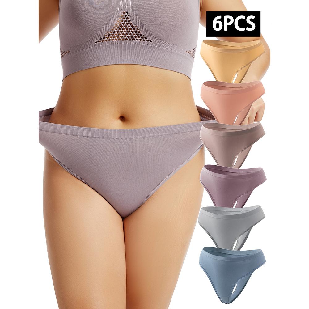 6Pcs Plus Size Women's Thongs Panties Underpants High Elasticity Low Waist Sexy Cotton Comfortable Underwear T-strings