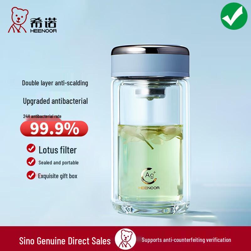 Xinuo Double-Wall Anti-Bacterial Glass Tea Cup